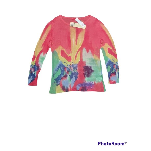 Krimson Klover Hand Painted Watercolor Sheer Pullover Tunic Linen 728 Folly - Picture 11 of 12